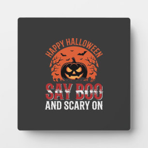 Say Boo Halloween Pumpkin Design_1 Plaque