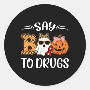 Say Boo To Drugs Red Ribbon Week Awareness Funny H Classic Round Sticker