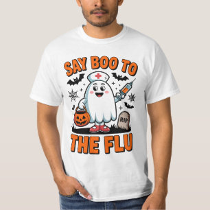 Say Boo to the Flu Funny Halloween Nurse Doctor T-Shirt