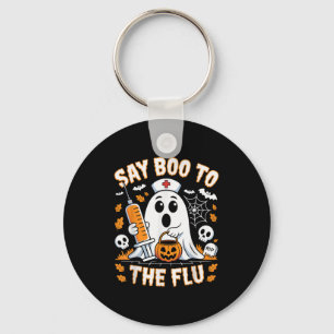 Say Boo To The Flu Ghost Nurse Design  Keychain