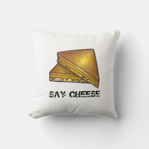 Say Cheese Grilled Toasted Cheddar Sandwich Foodie Throw Pillow