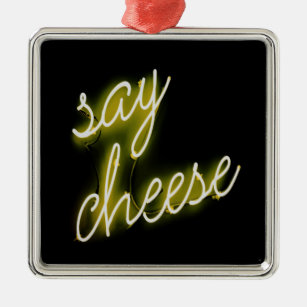 Say Cheese Neon Lights Metal Ornament