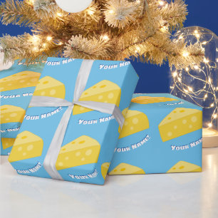 Say Cheese with Funny Food & Custom Name pattern Wrapping Paper