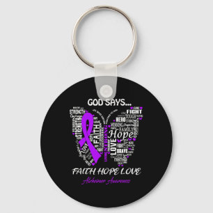 Say Faith Hope Love Alzheimerheimer Awareness Gift Keychain
