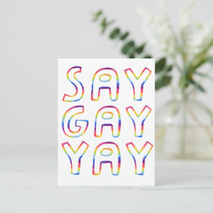 SAY GAY YAY Colourful Rainbow Postcard