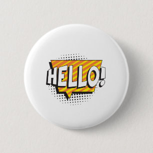 Say "HELLO" in retro pop art style 2 Inch Round Button