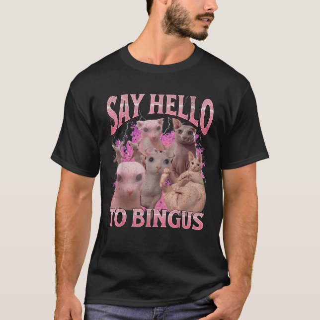 Say Hello To Bingus Funny Sphinx Cat Meme Bootleg  T-Shirt (Front)