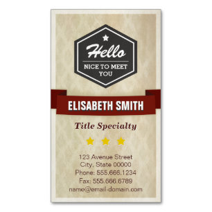 Say Hello to Your Clients - Retro Grunge Style Magnetic Business Card