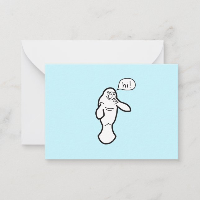 Say Hi Manatee Note Card (Front)