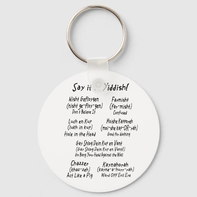 Say it in Yiddish Keychain (Front)