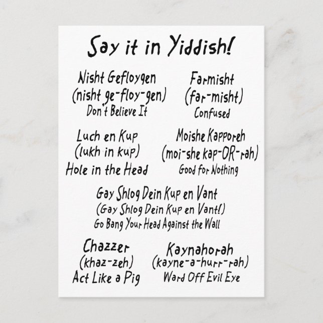 Say it in Yiddish Postcard (Front)