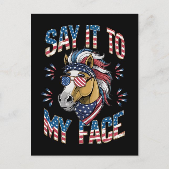 Say It To My Face Funny Horse Holiday Postcard (Front)