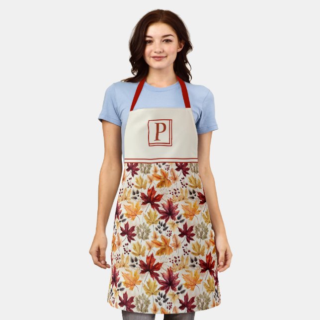 Say it with fall leaves 3 - Customized Apron (Worn)