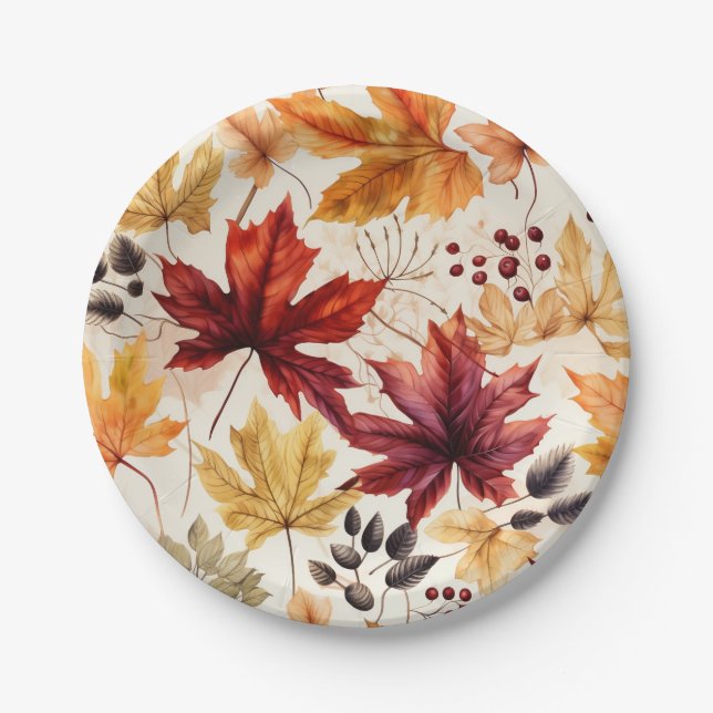 Say it with fall leaves 3 - paper plate (Front)