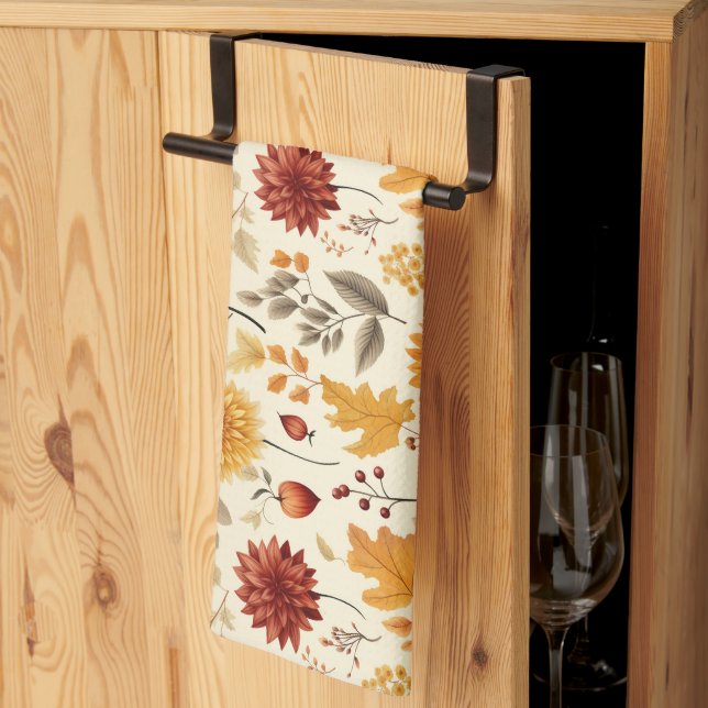 Say it with fall leaves - kitchen towel (Thirds Fold)