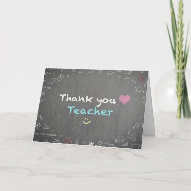 SAY MERRY CHRISTMAS TEACHER W/ CHALKBOARD CARD (Front)