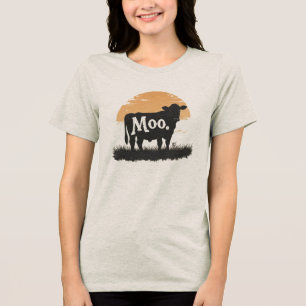 Say Moo — Cute Cow Silhouette Tri-Blend Shirt
