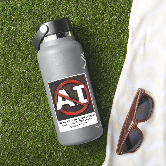 Say No to AI 'Art' Generated Images Square Sticker (HydroFlask Insitu)