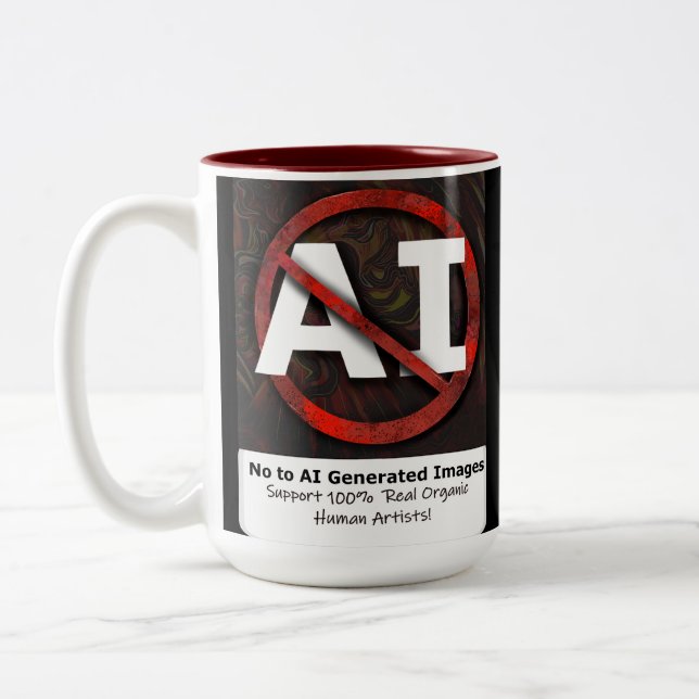 Say No to AI 'Art' Generated Images Two-Tone Coffee Mug (Left)