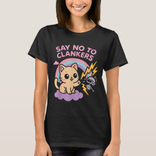 Say No To Clankers Anti Ai Robots Cute Kitten Rain T-Shirt