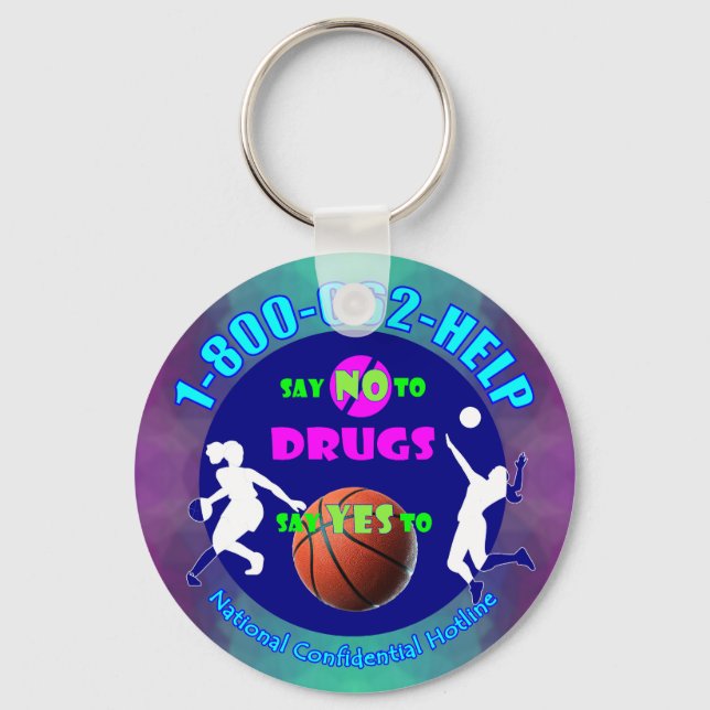 Say NO to Drugs - Say YES to Basketball! Keychain (Front)