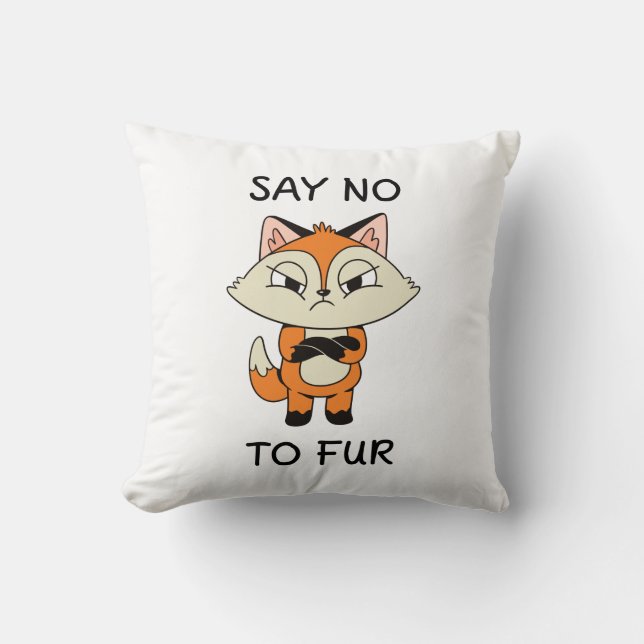 Say no to Fur - Sad Fox Throw Pillow (Front)