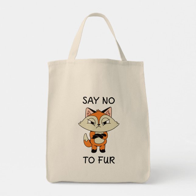 Say no to Fur - Sad Fox Tote Bag (Back)