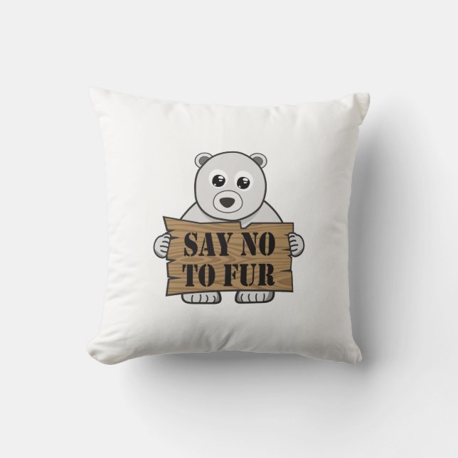 Say no to Fur Throw Pillow (Front)