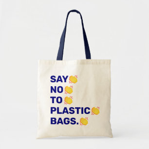 "Say No To Plastic Bags." clapping hands emoji Tote Bag