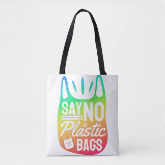 'Say No to Plastic Bags', Earth Day, Rainbow Tote Bag