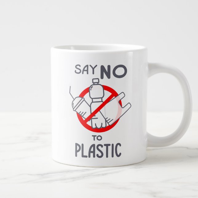 Say No To Plastic Large Coffee Mug (Right)