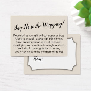 Say No to Wrapping Baby Shower Cream Gift Card