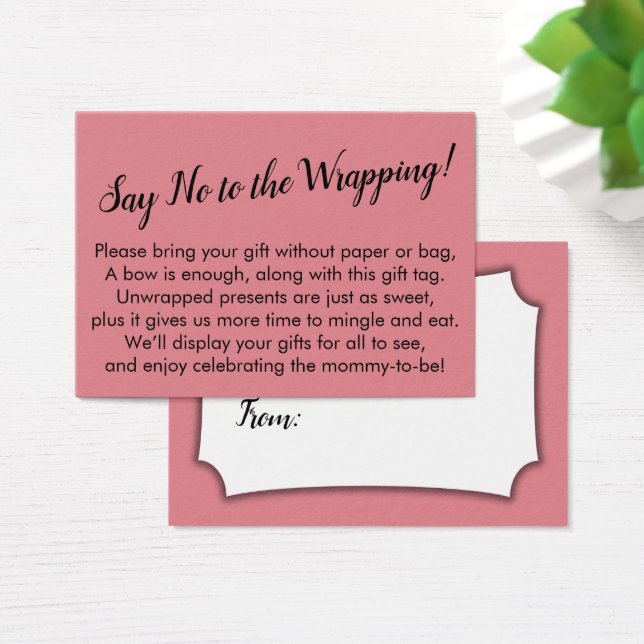 Say No to Wrapping Baby Shower Strawberry Card (Desk)