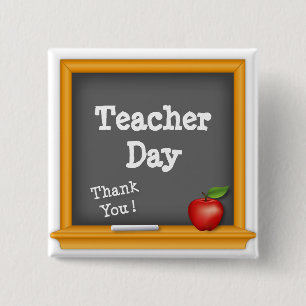 Say Thank You on Teacher Day 2 Inch Square Button