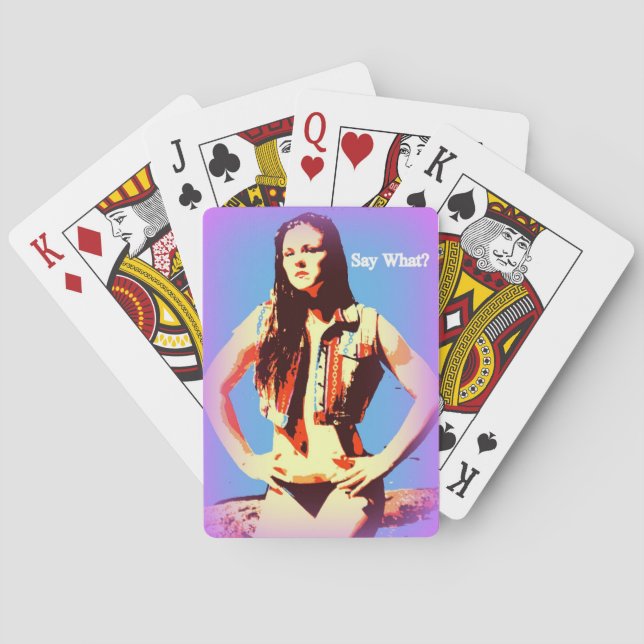 say what bikini girl playing cards (Back)