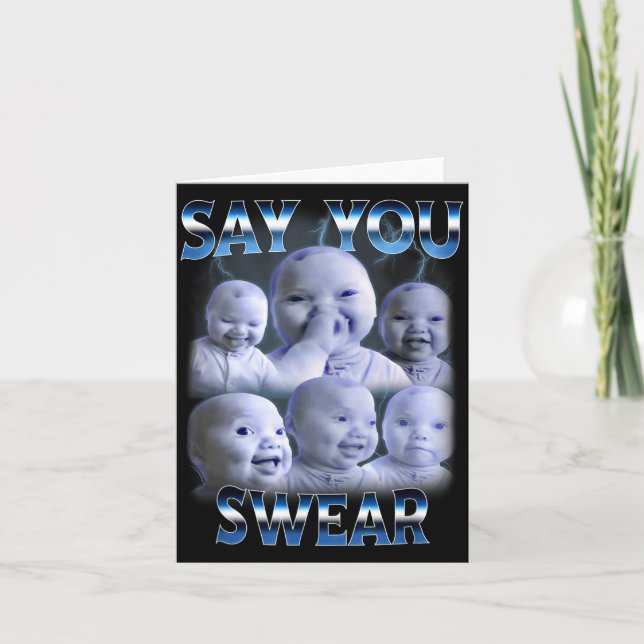 Say You Swear Ai Niche Baby Holding Back Laugh Gen Card (Front)