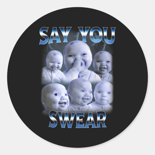 Say You Swear Ai Niche Baby Holding Back Laugh Gen Classic Round Sticker (Front)