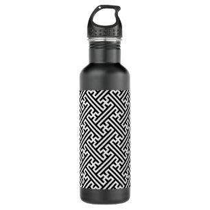 Sayagata pattern, Japanese, Black and White 710 Ml Water Bottle