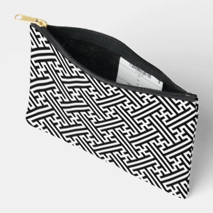 Sayagata pattern, Japanese, Black and White Accessory Pouch