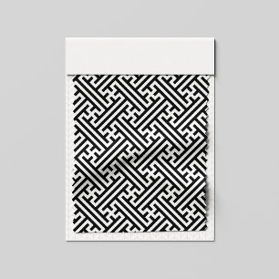 Sayagata pattern, Japanese, Black and White Fabric