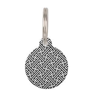 Sayagata pattern, Japanese, Black and White Pet Tag