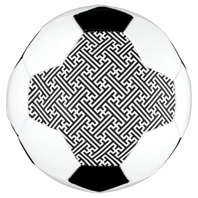 Sayagata pattern, Japanese, Black and White Soccer Ball (Front)