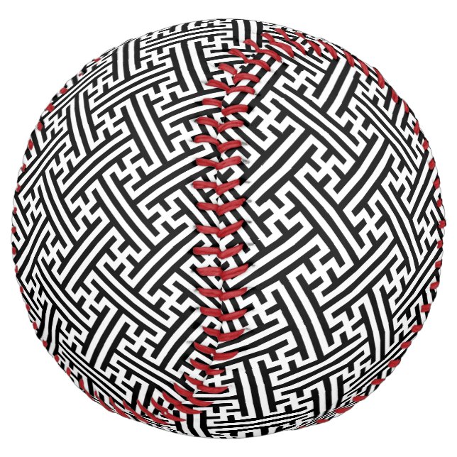 Sayagata pattern, Japanese, Black and White Softball (Angled)
