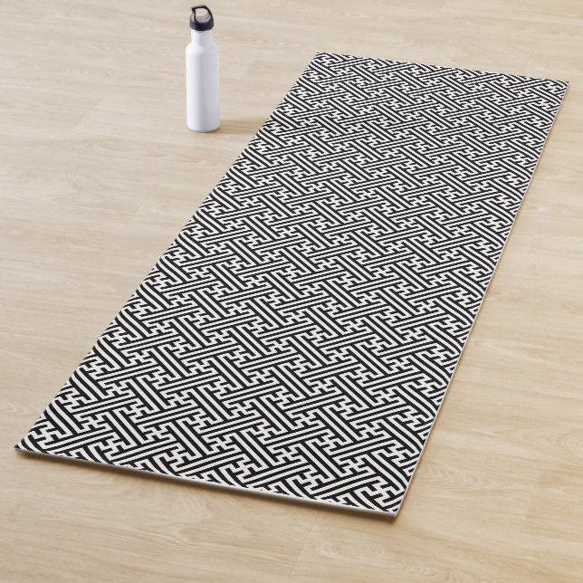 Sayagata pattern, Japanese, Black and White Yoga Mat (In Situ)