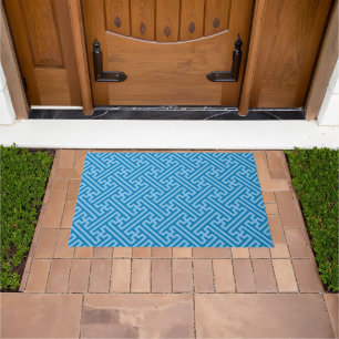 Sayagata pattern, Japanese, Blue and Baby Blue Doormat