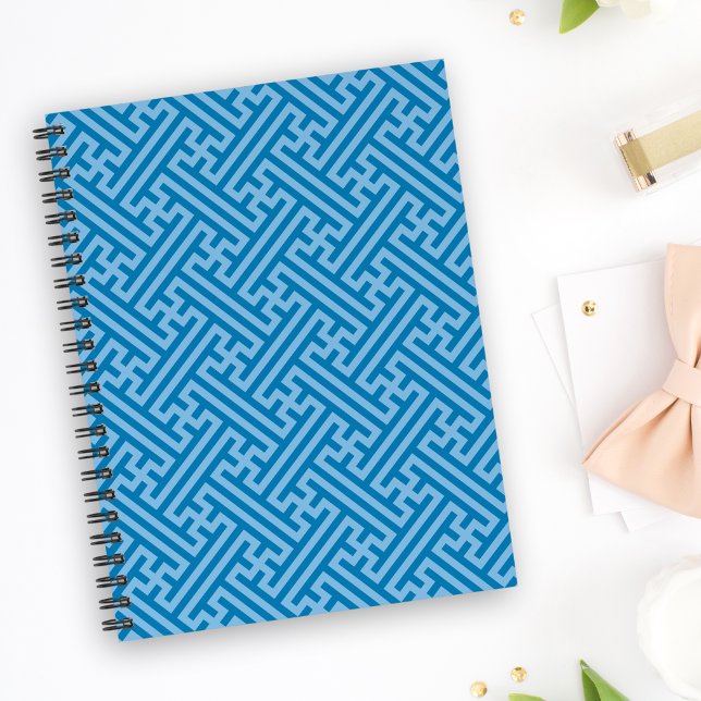 Sayagata pattern, Japanese, Blue and Baby Blue Notebook (Creator Uploaded)