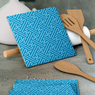 Sayagata pattern, Japanese, Blue and Baby Blue Tile