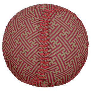 Sayagata pattern, Japanese, Burgundy and Gold Softball