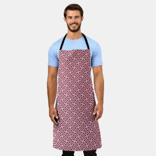 Sayagata pattern, Japanese, Burgundy and White Apron