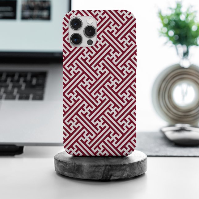 Sayagata pattern, Japanese, Burgundy and White  Case-Mate iPhone Case (Creator Uploaded)